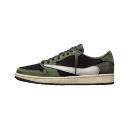 thumbnail for Cross-border pure original aj1 lightning barb black warrior moka board shoes men's and women's Joe 1 low-top casual shoes sports basketball shoes