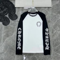 thumbnail for High version Chrome Hearts horseshoe print color-blocked raglan print long-sleeved sweatshirt for men and women