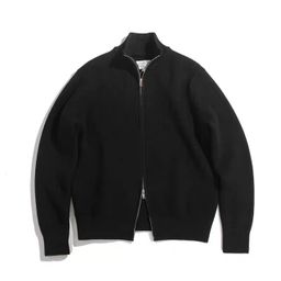 thumbnail for Ma&#039s Four Corners Spring Double Zipper Half High Collar Warm Couple Takak Heavy Cardigan Sweater Jacket Men&#039s Sweater