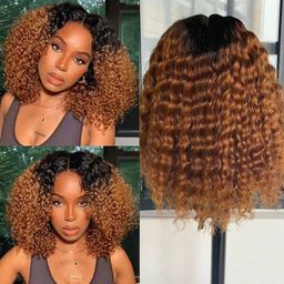thumbnail for European and American wigs cross-border fashion fluffy African small curls hand curled around the front lace black short curly hair full head cover