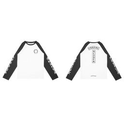 thumbnail for Cross-border Croza Chrome Heart High Quality Double Yarn Pure Cotton Men&#039;s and Women&#039;s Printed Long Sleeve T-Shirt