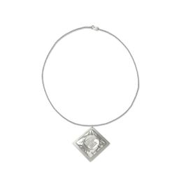thumbnail for Cross-border explosive niche design square gold and si**er collarbone chains for men and women with the same personalized necklace pendant necklace