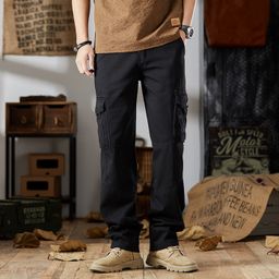 thumbnail for Primavera e outono calças de moletom casuais com vários bolsos e camuflagem americana para homens, calças cargo de marca da moda para jovens de outono para homens.