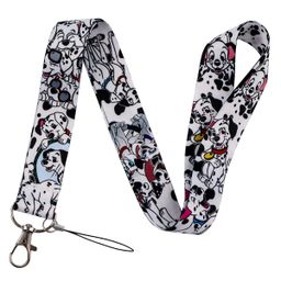 thumbnail for New cute cat and puppy combination animal spotted animated webbing student hanging rope combination work card phone strap