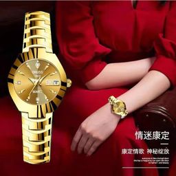 thumbnail for Watch girls fashion waterproof luminous simple temperament steel belt double calendar quartz watch women a generation of hair