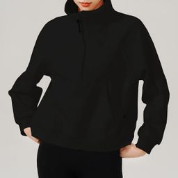 thumbnail for Lulu Half-Zip Same Style Sweatshirt Short Loose Turtleneck Sports Slim Casual Top for Spring & Fall Women