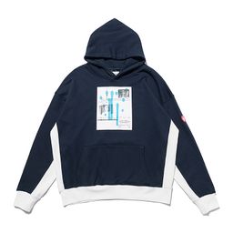 thumbnail for Cavemptce Patchwork Printed Autumn Hoodie for Men and Women, Loose Cotton Hooded Pullover Sweatshirt Jacket, Trendy Long Sleeve