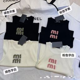 thumbnail for M Rhinestone Beaded Correct Letter Vest 2025 Spring and Summer New Sexy Sleeveless T-Shirt Trendy Brand Tops for Women Wholesale