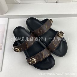 thumbnail for Classic old flower double-button platform slippers for women vintage print wear slippers on the outside of summer versatile, non-slip and casual