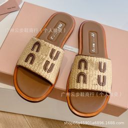 thumbnail for Foreign trade wholesale high version Miao family slippers women's European and American anti-slip women's slippers classic weaving flip-flops ship fast
