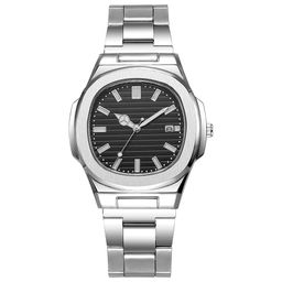 thumbnail for 现货跨境新款男士手表批发钢带蝴蝶扣手表方形表盘跨境腕表石英表