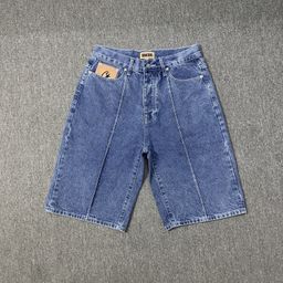 thumbnail for 2024 new embroidered logo heavy washed denim mids and trendy men's and women's casual cropped pants