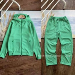 thumbnail for 26 Spring and Autumn New Casual Sports Air Layer Hooded Jacket and Sweatpants Set 454 and 461