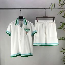 thumbnail for 25 Cross-Border Trendy Brand Casablanca Casa Full-Print Pattern Short-Sleeved Shirts for Men and Women High Street Casual Shorts Suits