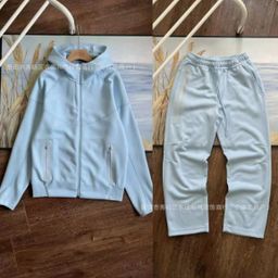 thumbnail for 26 Spring and Autumn New Casual Sports Air Layer Hooded Jacket and Sweatpants Set 454 and 461