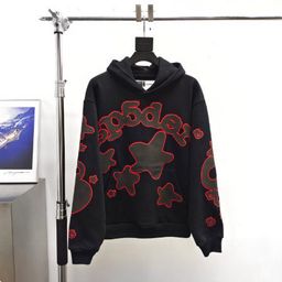 thumbnail for Foreign trade original heavy 450G cake velvet thickened sweatshirt foam print spider web hoodie Sp5der hoodies
