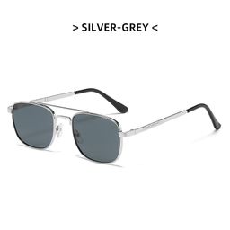 thumbnail for Gafas cuadradas simples de moda estilo coreano desgaste personalizado street shot gafas de sol de moda retro de doble haz de metal gafas de sol de las mujeres