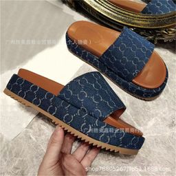 thumbnail for G Brand Large Size Embroidered Slippers European Cross-Border Trade Model 2025 Summer Thick-Soled Casual Women's Sandals Comfortable