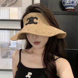 thumbnail for Large-brimmed raffia hat women's summer sunscreen hat for vacation trips, large-brimmed sun hat, foldable straw blank hat