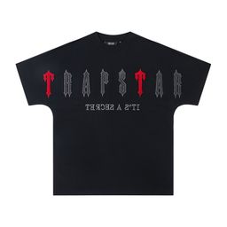 thumbnail for Trapstar murciélago manga industria pesada logotipo de letras tridimensional bordado de doble hilo algodón de manga corta camiseta pantalones cortos