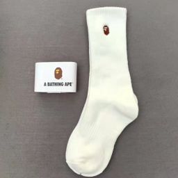 thumbnail for Bape Ape Head Japanese Trendy Brand Unisex Winter Warm Towel Bottom High Socks Solid Color Black and White Socks