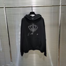 thumbnail for Cross-border correct version 24 pre-autumn new Paris B family flashing series crown hot diamond LOGO men's and women's retro hoodies