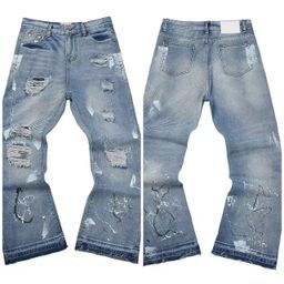 thumbnail for 2025 New Style Jeans Ga Denim Flared Pants Washed and Distressed Patchwork Jeans