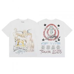 thumbnail for Travis Scott Cactus Jack Trendy Face Rose Monument Graphic Print Casual Short Sleeve T-Shirt