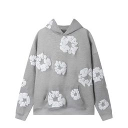 thumbnail for Cross-Border American-Style Autumn and Winter Sweatshirt with Kanye West Cottonwood Flower All-Over Foam Print, Hip-Hop Loose Fit, Unisex Fleece-Lined Hoodie