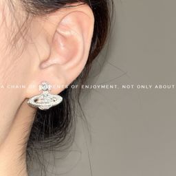 thumbnail for Trendy Versatile Exquisite Saturn Full Diamond Niche Ins Stud Earrings Simple Design Earrings for Women