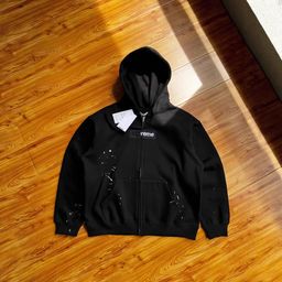 thumbnail for Cross-border foreign trade correct high quality Sup × MM co-branded ink splash pattern zipper hooded sweatshirt jacket for men and women