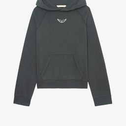 thumbnail for 25 Cruise New French Niche ZV White Ink Digital Printed Tape Letters Hot Diamond Fleece Women's Hooded Sweatshirt