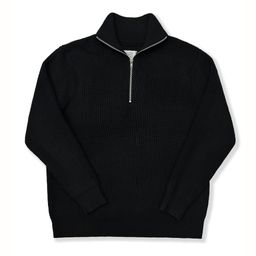 thumbnail for Four-Corner Half-Zip Turtleneck Sweater Wool Blend Coat Loose Lazy Style Sweater Top Unisex