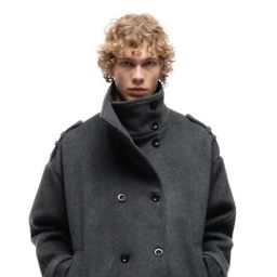thumbnail for No faith studios 25 Fall/Winter New Minimalist Old Money Style Gray Wool Tweed Men's and Women's Coats