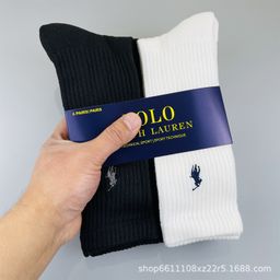 thumbnail for Foreign Trade Export 6-Pair Rough Polo Pony Sports Socks Embroidered Towel Soles Classic Mid-Length Sweat-Absorbing Style
