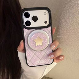 thumbnail for Purple Star Apple 17 Pro Max phone case, iPhone 16 mother-of-pearl magnetic stand, compatible with 14, gilded sweet and cool