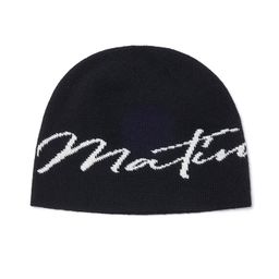 thumbnail for matinkim Korea 25 autumn winter new knitted cold hat art signature designer model letter beanie thin model
