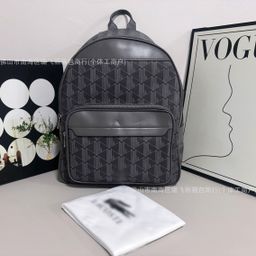 thumbnail for Men's Backpack with Striped Letters, Casual Backpack, Classic Monogram, Large Capacity Backpack for Men and Women