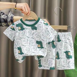 thumbnail for Children's Short-sleeved suit Cotton Girls' Summer Wear Boys T-shirt Baby Baby's Clothes Korean Style Children's Wear Shorts Sports