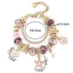 thumbnail for Cross-border European and American bracelets, DIY beaded bracelets, copper inlaid zirconium leopard print love pendants, black eight fashion jewelry wholesale