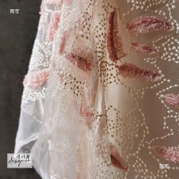 thumbnail for Coral skin pink three-dimensional concave-convex texture embroidered mesh wedding dress children's clothing window curtain designer fabric