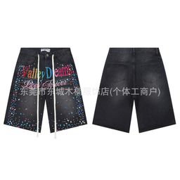 thumbnail for 26Ss Cross-Border Vale American Fashion Brand High Street Retro Distressed Embroidered Colorful Letter Washed Loose Men's Jeans