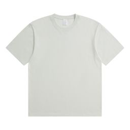 thumbnail for Camiseta de algodão puro 2025 masculina 230g pesada cor pura gola redonda manga curta casual algodão penteado camiseta masculina e feminina ombro direito.