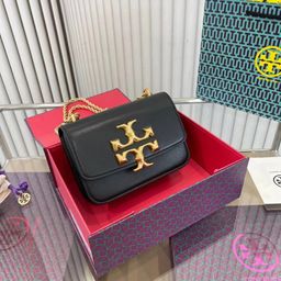 thumbnail for Tortyburch new small gold brick tofu bag, versatile fashion single shoulder crossbody women's bag, metal chain small square bag