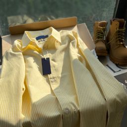 thumbnail for 2025 New 3 Colors Oxford Striped Shirt Classic Loose Fashion Embroidered Shirt Jacket Unisex