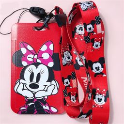 thumbnail for Cartoon and Anime Red Mickey & Minnie Phone Lanyard Card Holder Decoration Student Card, Bus Card, Work ID Card Holder