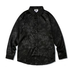 thumbnail for Manufacturers on behalf of men's youth cardigan lapel couple loose daily jacquard embroidery polyester long-sleeved shirt men