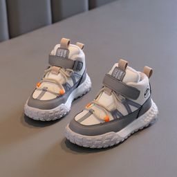 thumbnail for Children&#039;s Shoes Fleece-Lined Mid-Top Sports Shoes 2024 Winter New Girls Soft-Soled Two-Cotton Casual Shoes Boys Running Shoes