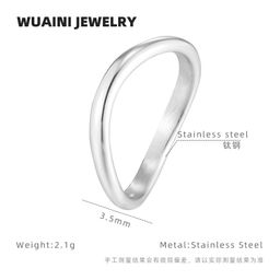 thumbnail for Cross-border European and American glossy curved wide ring hip hop ins simple titanium steel ring electroplated 18K gold stacking accessories