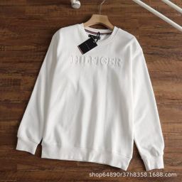 thumbnail for Tommy 24 New Autum Men&#039s Round Neck Sweatshirt Stereo Relief Cotton Versatile Long-Sleeved Shirt Trendy